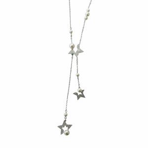 SWAROVSKI スターネックレス ペンダント フェイクパール ラインストーン シルバーカラー