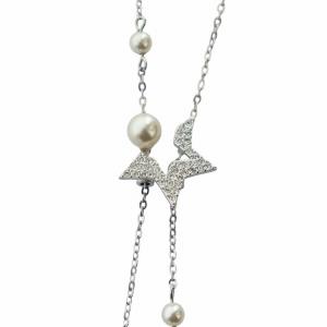 SWAROVSKI スターネックレス ペンダント フェイクパール ラインストーン シルバーカラー