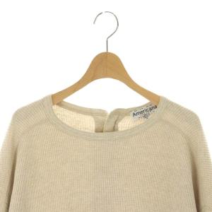 AMERICANA ワッフル フィッシュテール バックヘンリー カットソー 長袖 バックテール ベージュ グレー