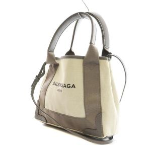 BALENCIAGA ネイビー カバス トートバッグ XS 2WAY ポーチ付き 390346 ベージュ