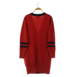 Spick&Span 22AW ラインロングカーディガン 長袖 ニット Vネック 赤 レッド