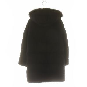 DRESSTERIOR カシミヤ混 ファーフード付き ダウンコート ミドル丈 アウター フォックスファー 38 黒 ブラック