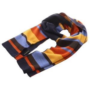 ウール マフラー ニット 紺 ネイビー オレンジ /SR18