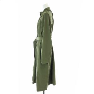 Theory Harbor Twill Ruched Trench コート スプリング ミドル丈 スタンドカラー S カーキ