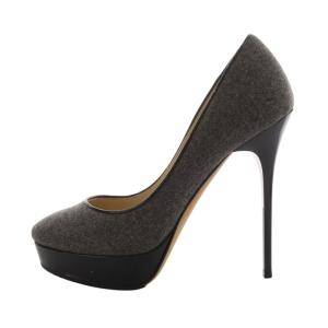 JIMMY CHOO パンプス ラウンドトゥ ハイヒール 37 24cm グレー /AK5