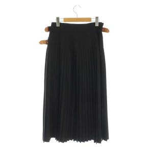 O'NEIL OF DUBLIN プリーツラップスカート ロング丈 ウール レザーベルト I42 F38 M 黒 ブラック