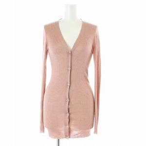 シルク リブニット カーディガン 長袖 Vネック 38 XS ピンク /AT OS