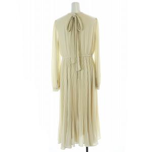 CELFORD 23AW ボウタイプリーツワンピース ミモレ ロング 長袖 38 M アイボリー