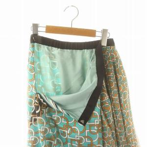 Diagram GRACE CONTINENTAL モノグラムプリントスカート ロング丈 マキシ丈 38 M 緑 グリーン マルチカラー