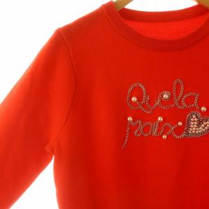 Grace Class パール×チェーンセーター ニット 長袖 プルオーバー クルーネック ウール F 赤 レッド