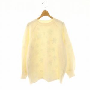 スターアンゴラスパントップニット セーター 長袖 スパンコール装飾 36 白 オフホワイト