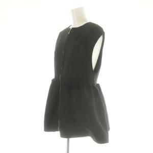SHIPS 24SS フロント ジップ フリル デザイン ペプラム ジレ ベスト F 黒 ブラック