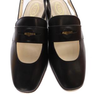 TOD'S 24SS レザー スリングバック ローファー ストラップ サンダル 36 ブラック