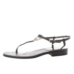 GUCCI トングサンダル フラット ローヒール 36 23cm 黒 ブラック