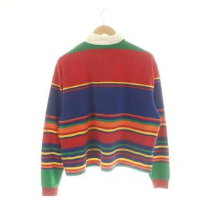 POLO RALPH LAUREN ポロシャツ 長袖 プルオーバー パイル地 ロゴ コットン S 赤 レッド マルチカラー