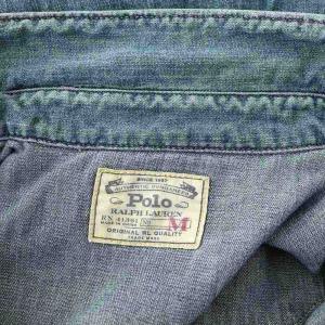 POLO RALPH LAUREN デニムシャツ 長袖 ウェスタン スナップボタン コットン M 青 ブルー