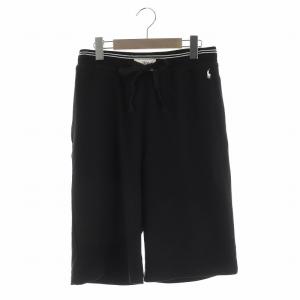 ハーフパンツ イージー ロゴ刺繍 L 黒 ブラック