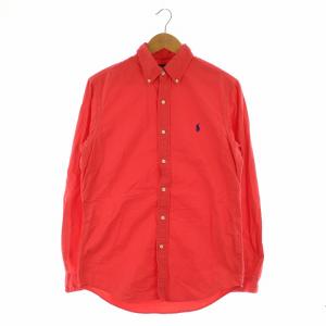 ポニー刺繍 長袖シャツ ボタンダウン コットン SP 赤 レッド