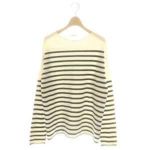 カシミヤボーダープルオーバー ニット セーター 長袖 プルオーバー F アイボリー黒 ブラック