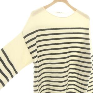 EVERYDAY I LIKE カシミヤボーダープルオーバー ニット セーター 長袖 プルオーバー F アイボリー黒 ブラック