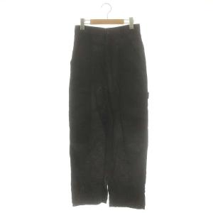 23SS ガーメントダイシリンダルペインターパンツ ワークパンツ ハイウエスト リネン 38 黒 ブラック
