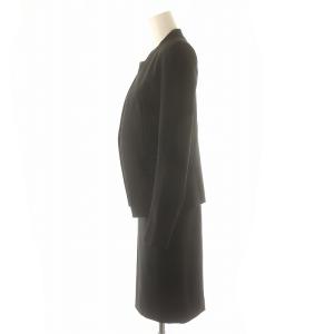 Theory URBAN セットアップ 2点セット ノーカラージャケット 総裏地 ノースリーブワンピース 膝丈 00 0 黒 ブラック