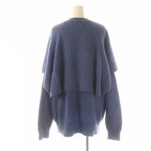 CLANE ケープ付き風ニット セーター 長袖 プルオーバー F 青 ブルー