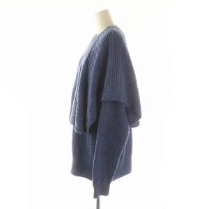 CLANE ケープ付き風ニット セーター 長袖 プルオーバー F 青 ブルー