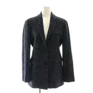 ツイード 2B ジャケット テーラード シングル 38 紺 ネイビー /HK OS SH