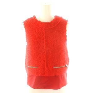 ウールモヘヤ ブークレ2WAYベスト 34 赤 レッド /DF OS SH