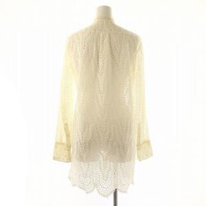 VALENTINO カットワークレースシャツワンピース ミニ丈 長袖 ステンカラー 40 L アイボリー