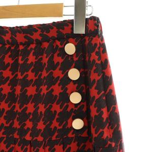 Diagram GRACE CONTINENTAL チドリプリントプリントプリーツスカート ロング 38 黒 赤 ブラック レッド