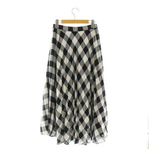 Grace Class ラメチェックプリーツスカート ロング 36 黒 シルバー色 ブラック