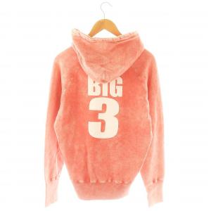 TMT TMTYOURSロゴダメージ加工パーカー スウェット カットソー 長袖 フード L ピンク 白 ホワイト