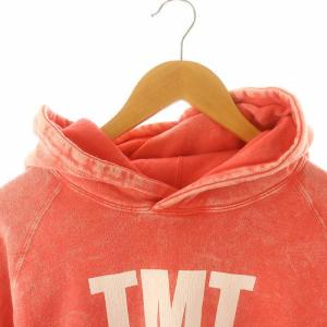 TMT TMTYOURSロゴダメージ加工パーカー スウェット カットソー 長袖 フード L ピンク 白 ホワイト