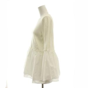 UNITED ARROWS 23SS LUXURY フリル コンビシャツ ニット カットソー 長袖 切替 白 ホワイト