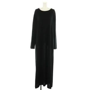 hello bonjour Knit Onepiece ニットワンピース 長袖 ロング マキシ丈 黒 ブラック