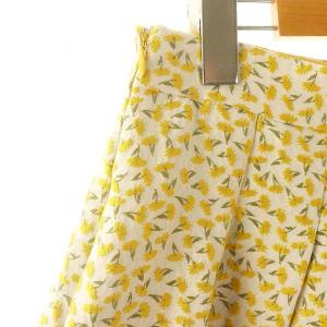 ANAYI 小花柄ジャガードフレアスカート ロング ミモレ 38 オフホワイト 黄色 オリーブ