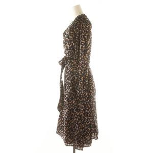 Merlette ILYA フラワープリント ワンピース ロング ミモレ丈 長袖 カシュクール XS 黒 ブラック マルチカラー