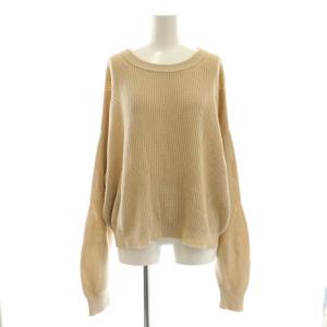 beauty アゼ クルーネック ニット セーター 長袖 ベージュ