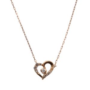 ネックレス K10 ハート ストーン ピンクゴールド /AK13