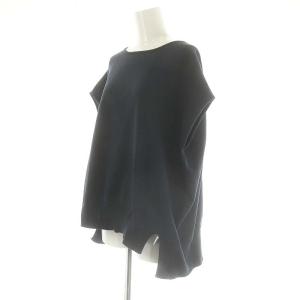 IENA 24SS コットンストレッチ NEOワイドクループルオーバー ニット フレンチスリーブ F 紺 ネイビー