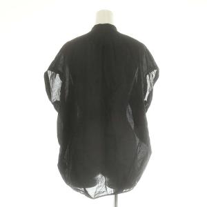 JOURNAL STANDARD 24SS 80ローンタックボリュームシャツ ブラウス 半袖 フロントボタン スタンドカラー コットン F 黒 ブラック