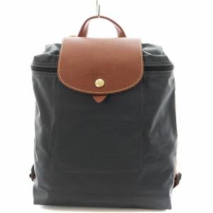 SAC A DOS リュックサック バックパック ナイロン レザー グレー 茶 ブラウン