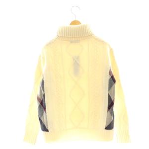 BLUE LABEL CRESTBRIDGE クレストブリッジチェック ニット セーター 長袖 タートルネック 切替 38 アイボリー マルチカラー