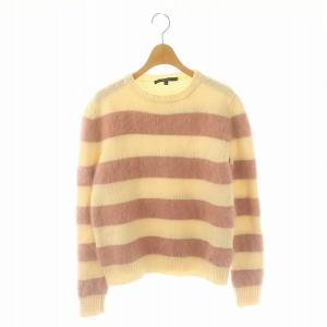 ボーダーニット セーター 長袖 ウール XS アイボリー ピンク /DO OS