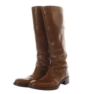 ウエスタンブーツ ロング ハイヒール レザー 37 23cm-23.5cm 茶色 ブラウン /YO18