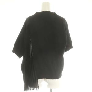 sacai Fabric Combo Knit Pullover プルオーバー ニット カットソー 五分袖 プリーツ 2 黒 ブラック