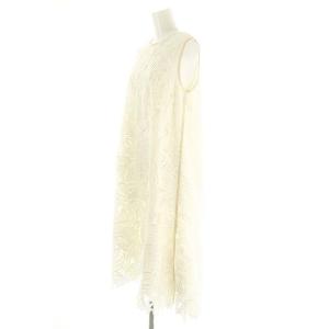 ebure レースワンピース ロング ミモレ丈 ノースリーブ カットワーク 38 白 ホワイト