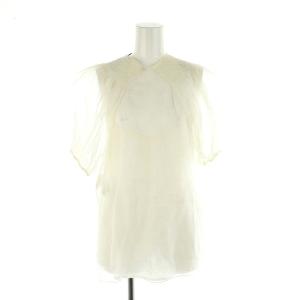 20SS シアーシルクブラウス 五分袖 インナー付き 40 アイボリー /MI OS